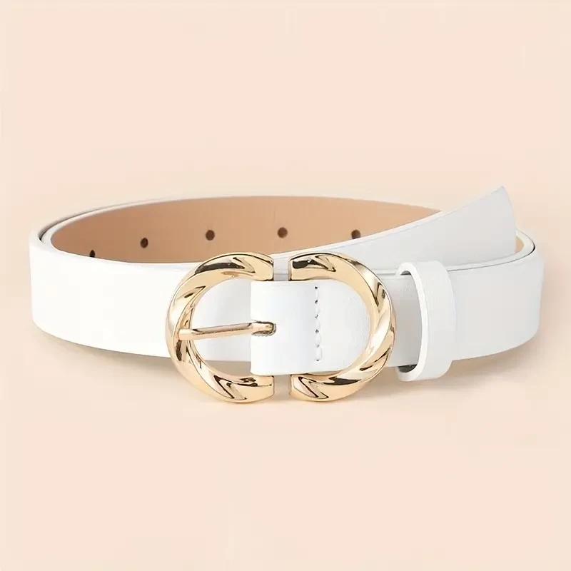 Style Belt with Golden-Tone Metal Buckle - Classic Fashion Accessory for Jeans, Dresses, and Casual Outfits, Black